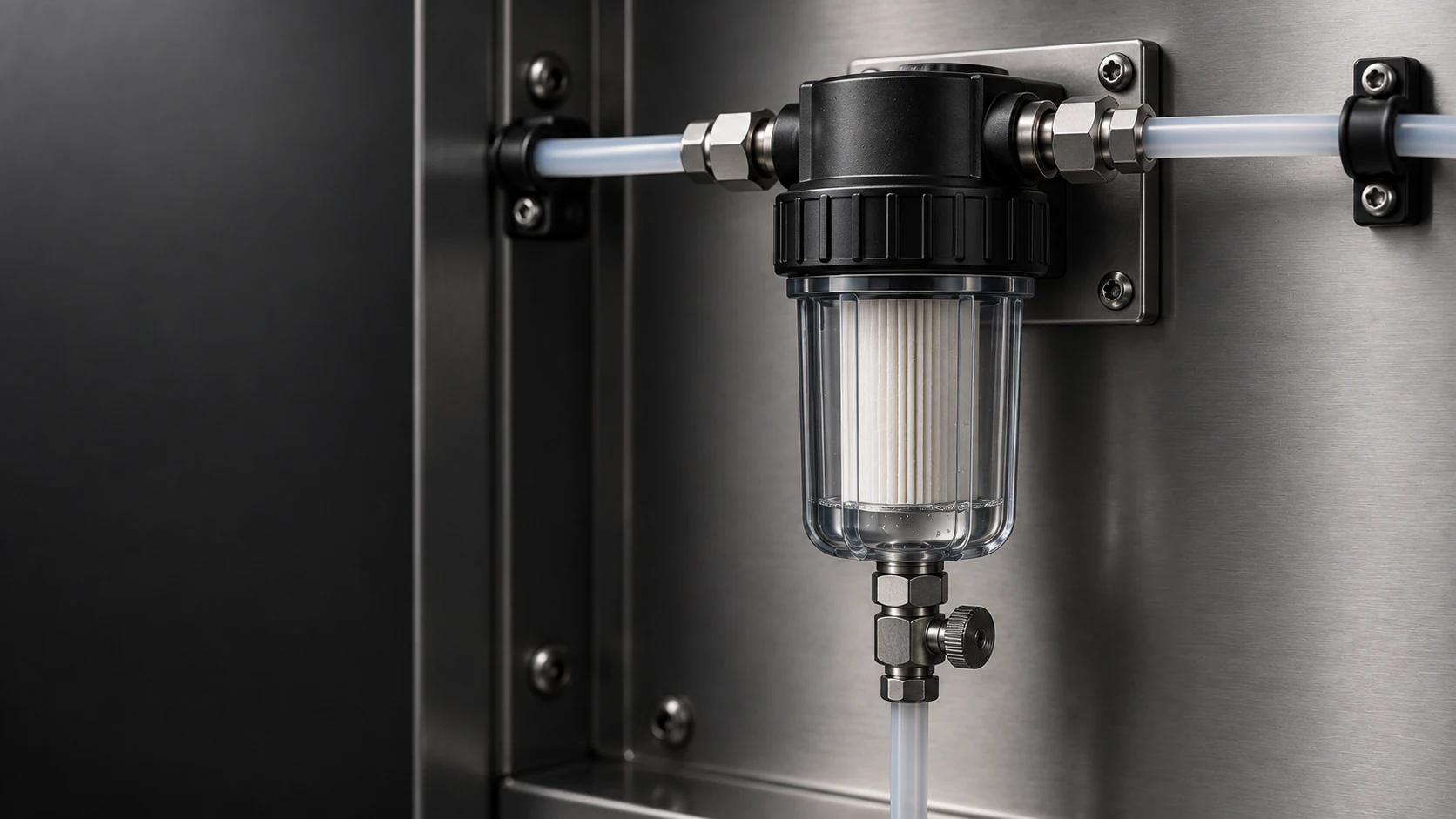 Filter med kondensatavtappning i gasberedningen